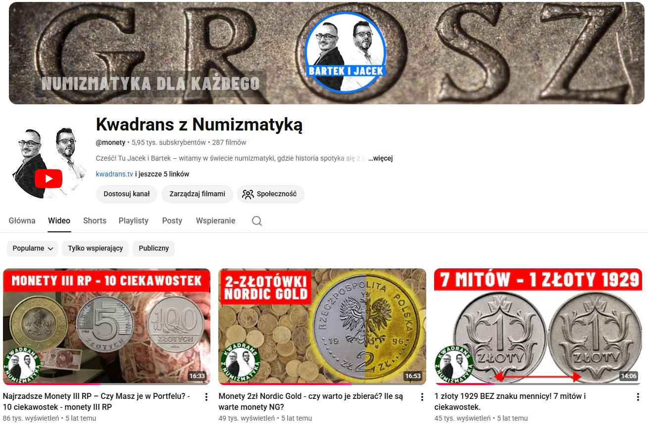 Kanał Numizmatyczny YouTube